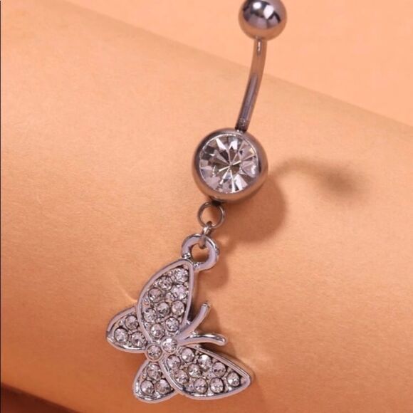 Butterfly Rhinestone Bellybutton Ring - Picture 3 of 3